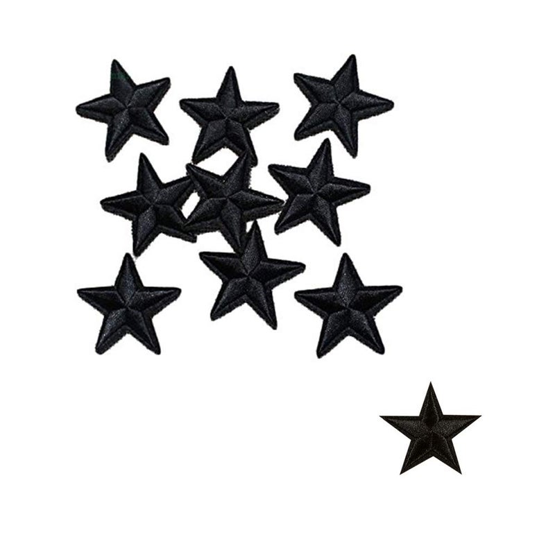 Eforlike 20Pcs Black Star Patches Iron on/Sew on Patches Embroidered Motif Badge Applique Patch for Clothing Jeans T-Shirt - Image 1